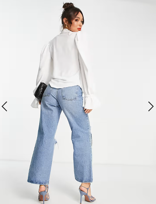 ASOS DESIGN volume sleeved soft shirt with ruffle cuffs in ivory