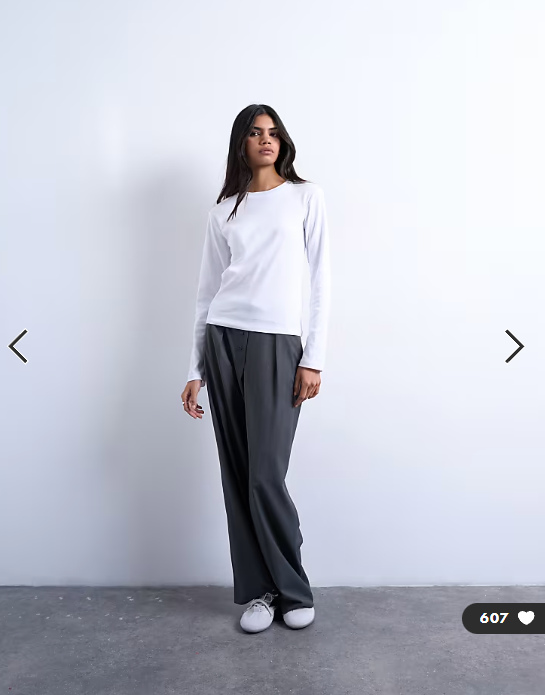 Topshop long sleeve everyday tee in white