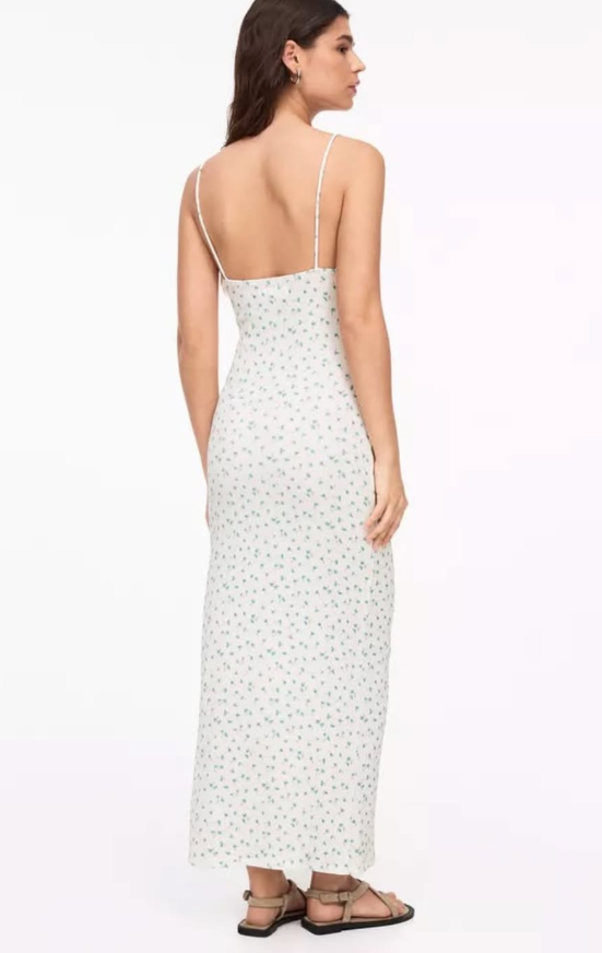 Pull&bear - ditsy floral textured maxi dress in white