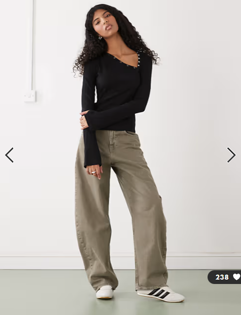 Weekday asymmetric snap button detailing long sleeve top in black