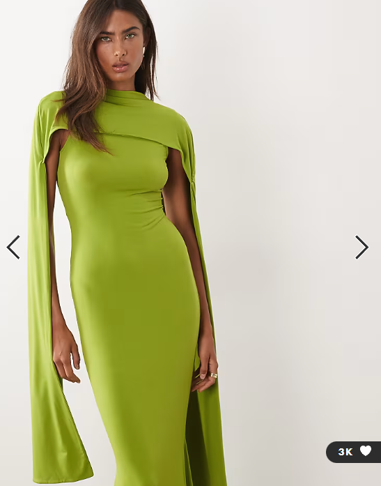 ASOS DESIGN slinky sleeveless maxi dress with extreme cape shoulder detail in bright green