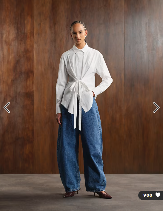ASOS DESIGN adjustable cinched back shirt in white