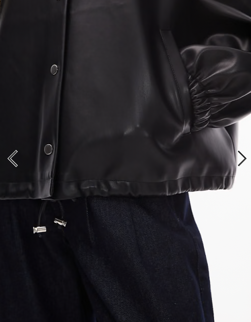ASOS DESIGN faux leather funnel neck jacket in black