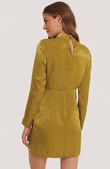 Asymmetric Dress Green In Light Khaki