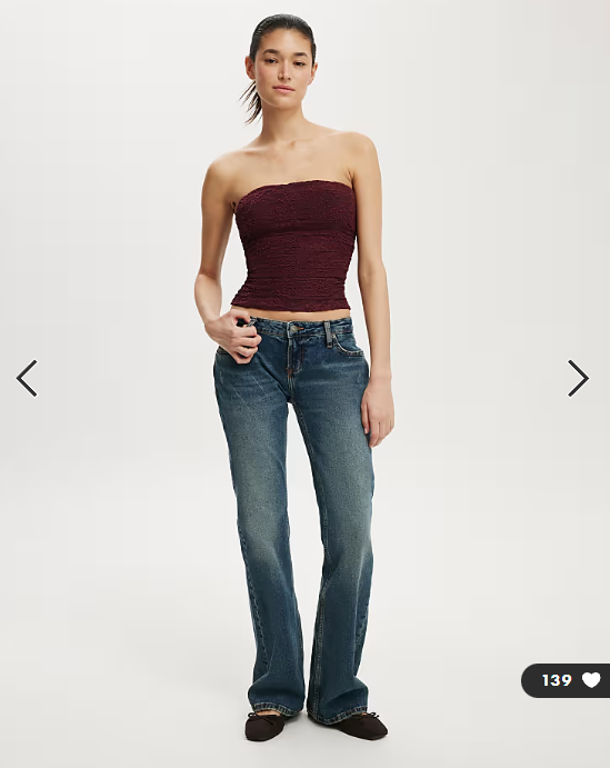 Cotton On Cara corset bandeau in burgundy