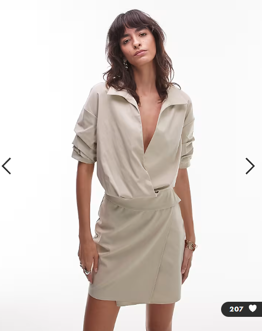 ASOS DESIGN drape shirt mini dress in oat