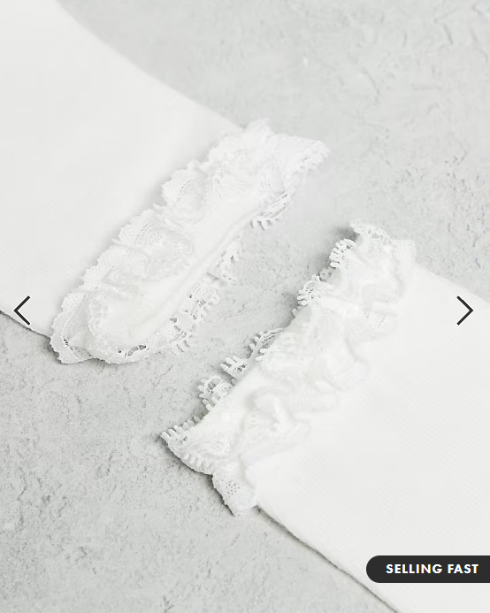 ASOS DESIGN 2 pack frill top ankle socks in white
