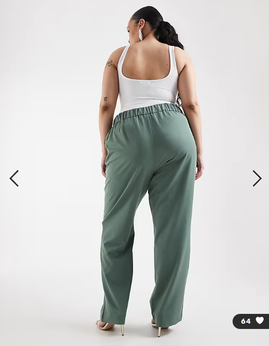 Vero Moda Curve straight leg tailored trouser co-ord in green