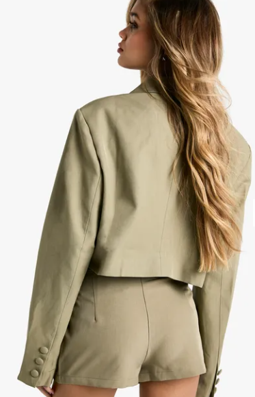 Double Breasted Boxy Crop Blazer