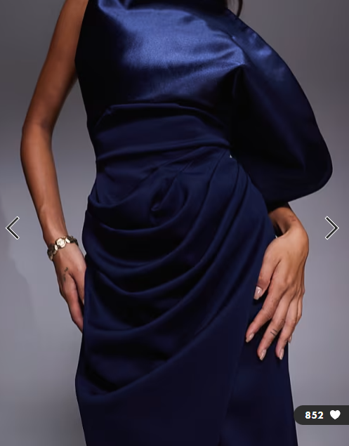 ASOS DESIGN Premium red carpet maxi dress with high hip detailing in navy