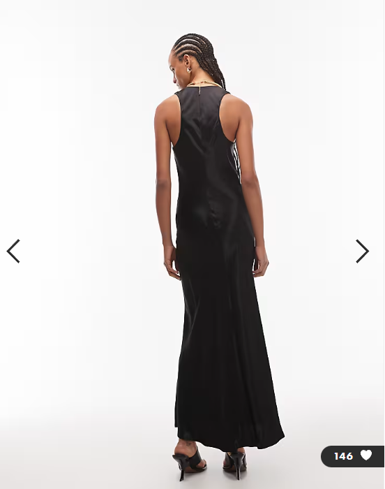 ASOS DESIGN satin scoop maxi dress in black