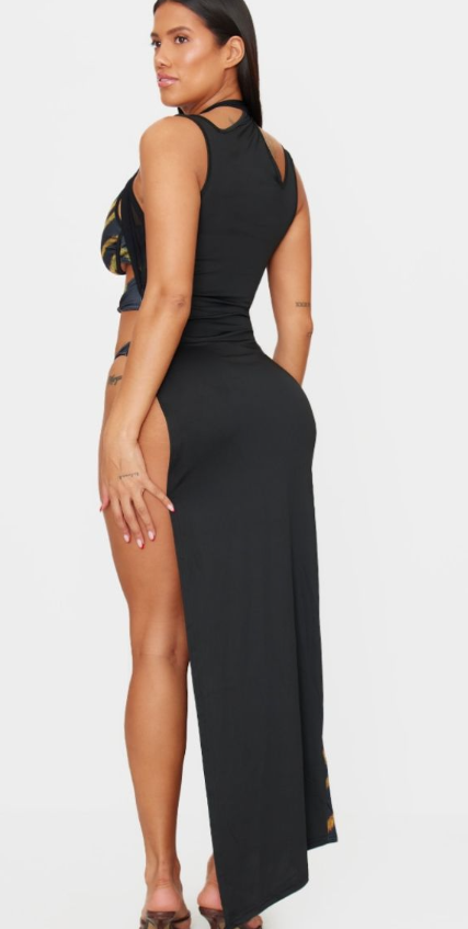 Shape Zebra Slinky Printed Cut Out Bralet Maxi Dress