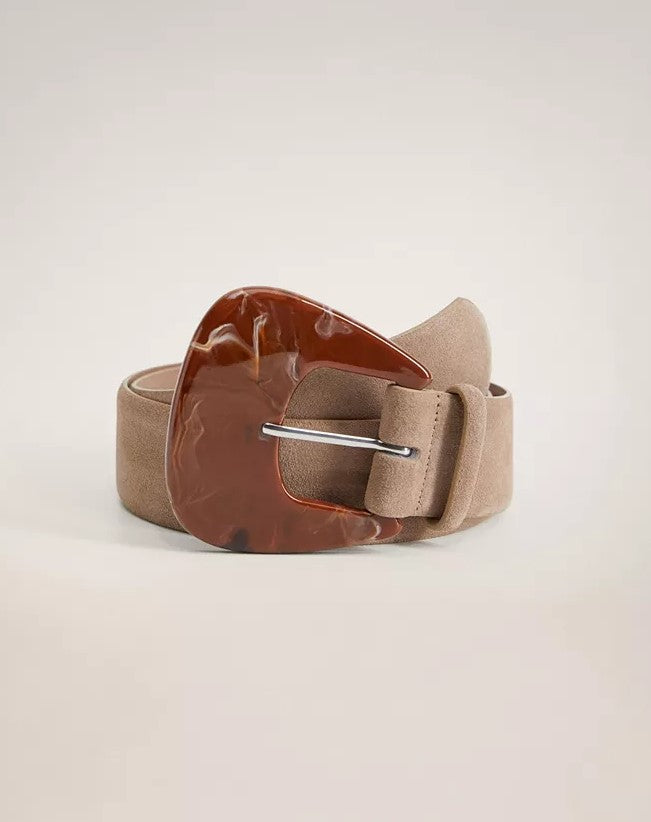 MANGO Resin Buckle Leather Belt Product Features