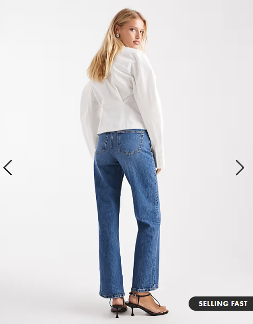 ASOS DESIGN comfort stretch straight leg jeans in authentic mid blue