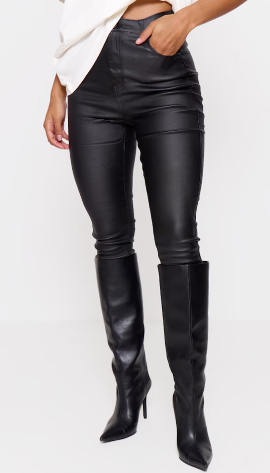 Black Hourglass Coated Skinny Jeans