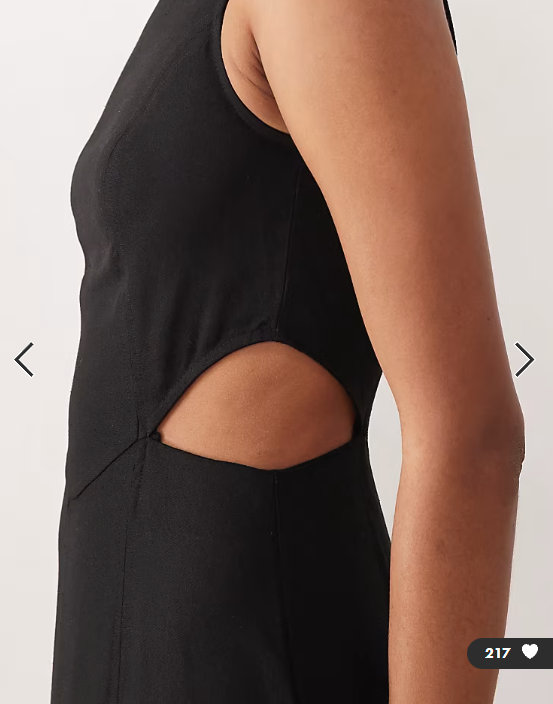 ASOS DESIGN Tall high neck linen look midaxi dress with cutout waist in black