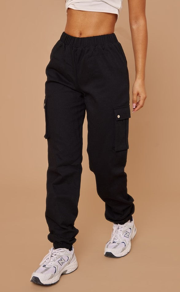 Black Pocket Detail Cargo Trouser