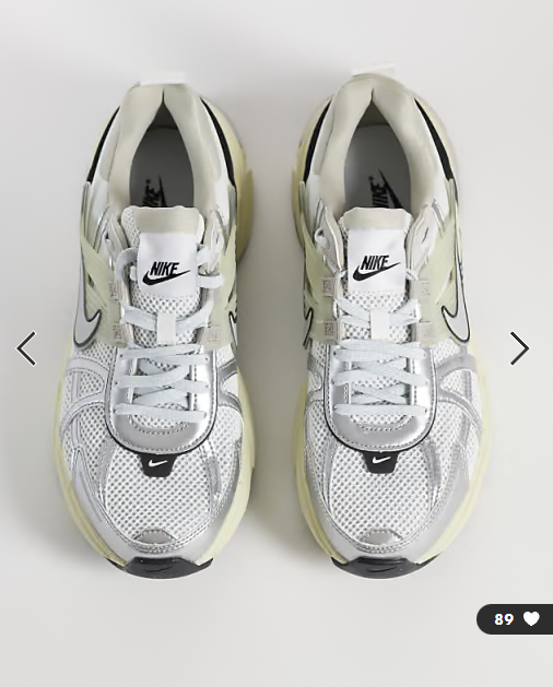 Nike V2K Run trainers in white and silver