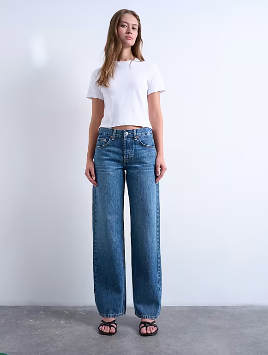 Topshop ember low rise straight leg jean in vintage blue