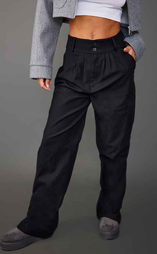 Black Heavy Tailored Trousers