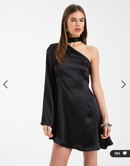 ASOS DESIGN satin scarf angel sleeve mini dress in black