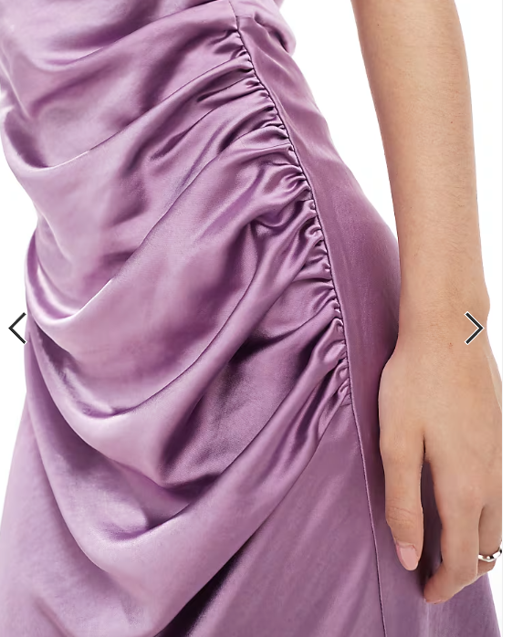 Six Stories Bridesmaid asymmetric cowl front satin maxi dress in orchid