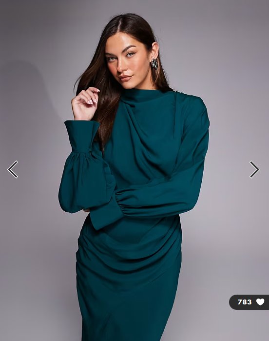 ASOS DESIGN Tall high neck drape maxi dress with drape skirt in teal