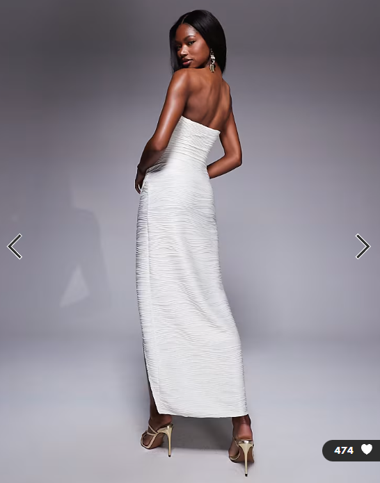 ASOS DESIGN textured bandeau sarong maxi dress in cream