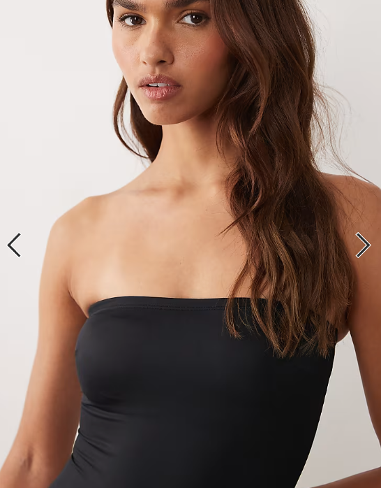 ASOS DESIGN Maya Cannes sleek bandeau padded swimsuit in black