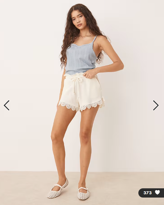 ASOS DESIGN lace hem detail waffle shorts