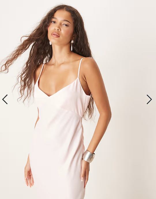 ASOS DESIGN satin tie back maxi dress in light pink
