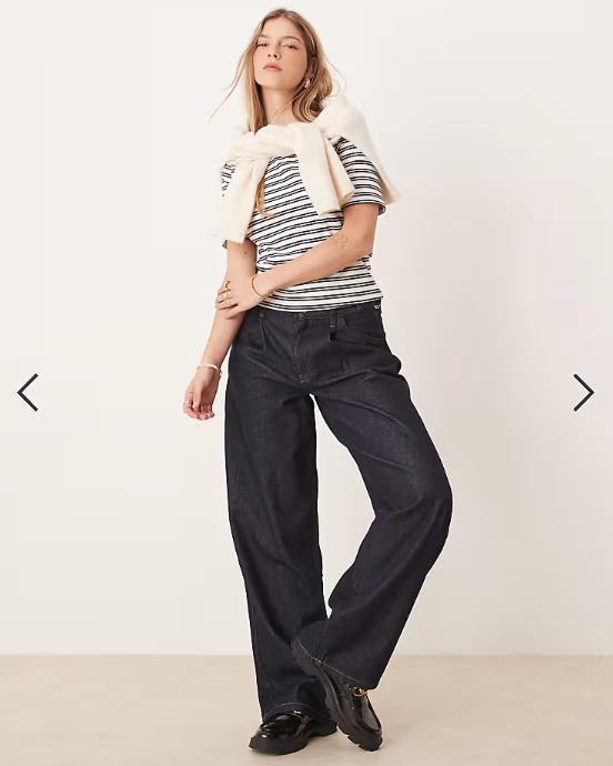 Vila ribbed short sleeve tee in navy and white stripe