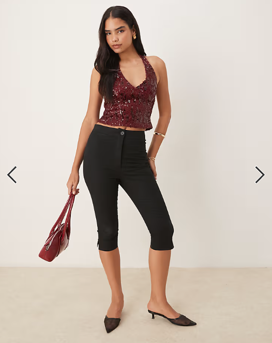 Motel Cosio sequin halter top in red