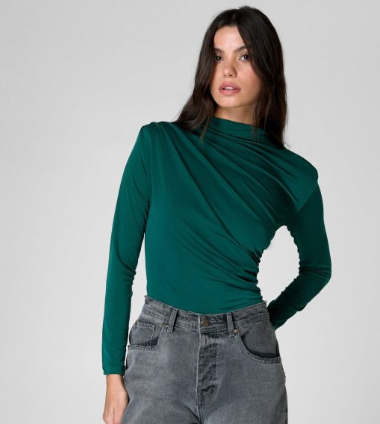 Long Sleeved Ruched Bodysuit