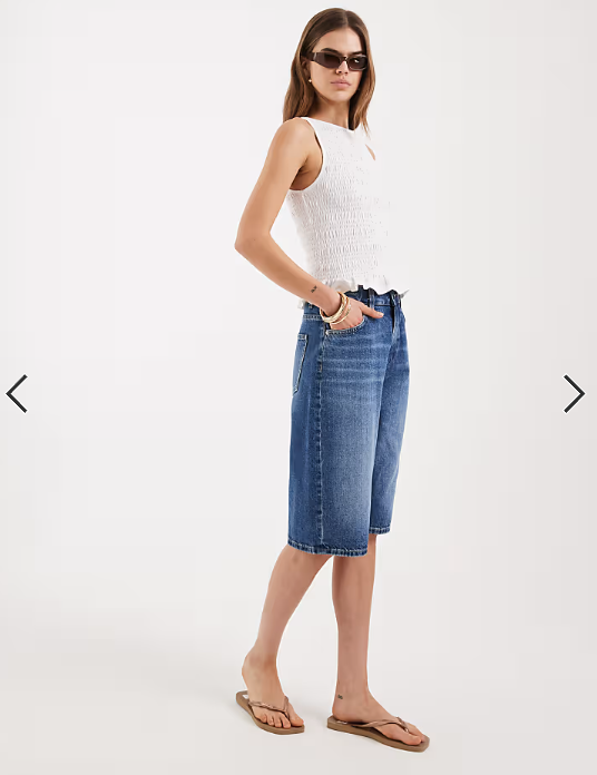 ONLY sleeveless shirred smock top in white