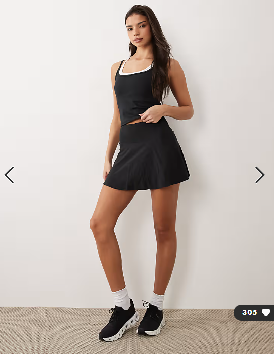 4505 active tennis double layer tank with cross strap back in black and white