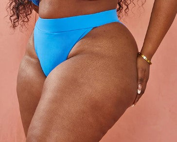 Plus Bright Blue High Leg Bikini Bottoms