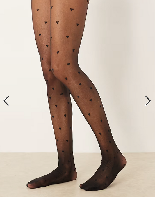 ASOS DESIGN heart pattern tights in black