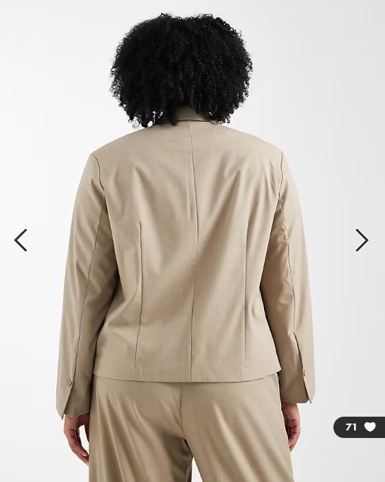 Pieces Curve tailored short blazer in beige
