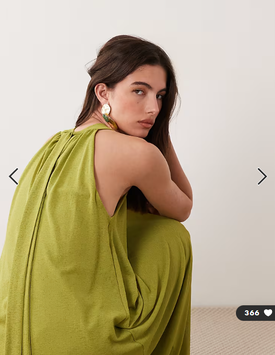 ASOS DESIGN tie detail trapeze mesh dress in olive