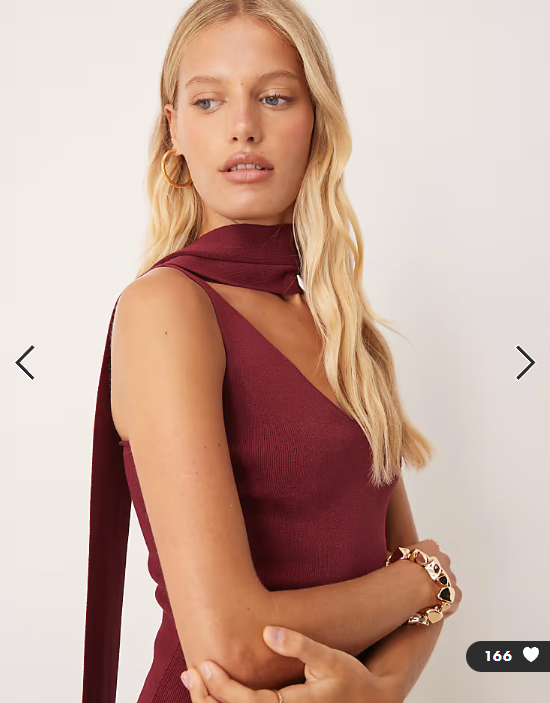 Pretty Lavish scarf neck knit maxi dress in burgundy
