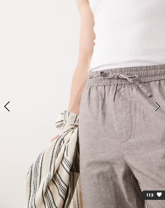 ONLY & SONS linen mix cropped trouser in light grey