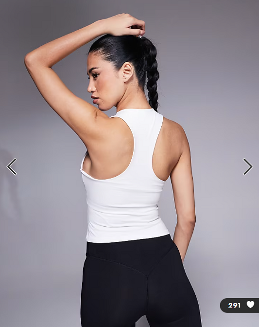 4505 Icon soft touch racer back vest with inner bra and removable padding in white