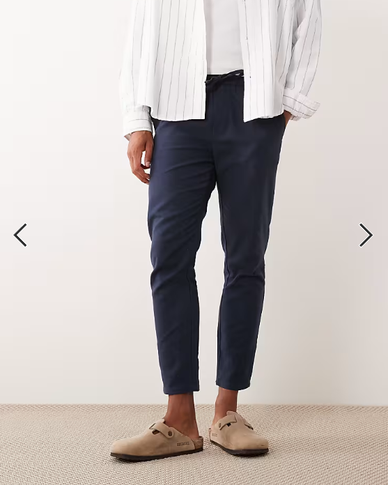 ONLY & SONS linen mix cropped pants in blue melange