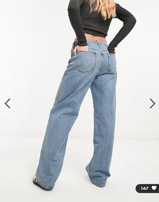 ASOS DESIGN wide leg dad jeans in mid blue