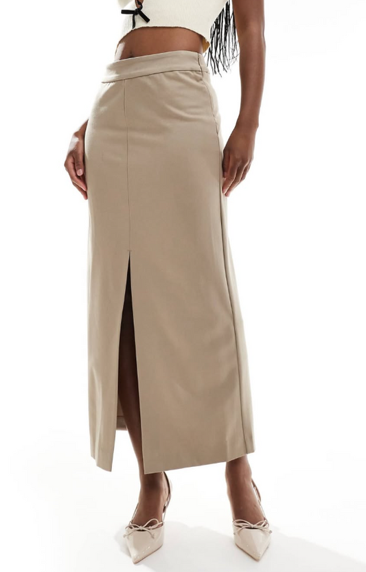 Na-kd Tailored Front Slit Midi Skirt