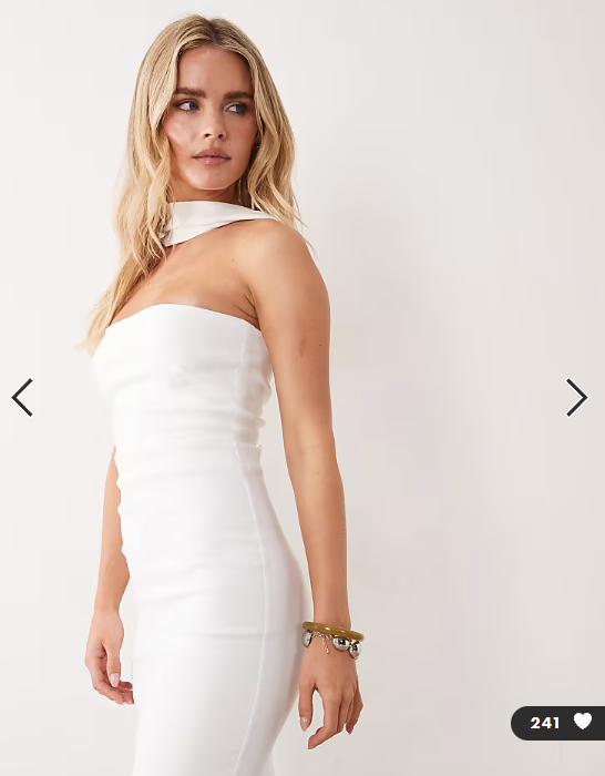 Vesper - petite bengaline bandeau choker detail back trim maxi dress in white