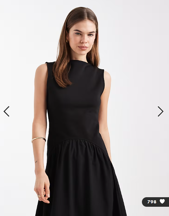 ASOS DESIGN hybrid dropped waist maxi dress with cotton poplin in black