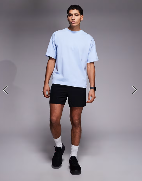 4505 heavyweight cotton boxy oversized cropped training t-shirt with quick dry finish in light blue.