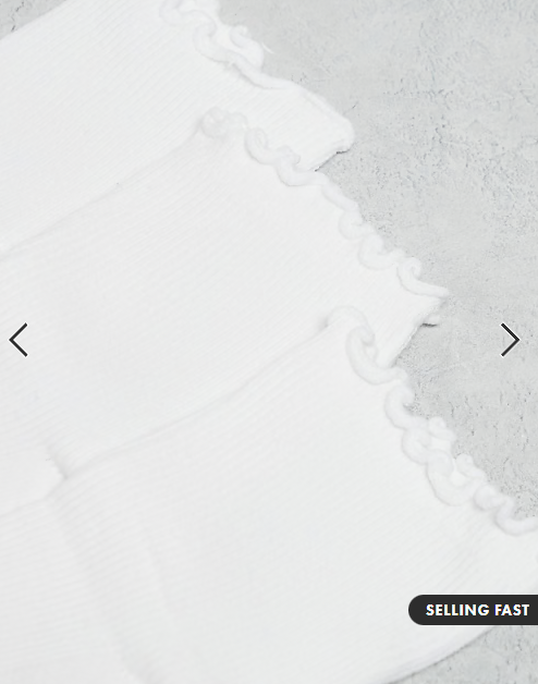 ASOS DESIGN 3 pack frill edge ankle socks in white